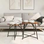 vidaXL Ensemble de tables d'appoint 2 Pièces Chêne fumé et noir