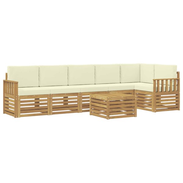 vidaXL Ensemble de canapés d'extérieur 7 pc Blanc et crème Polyester