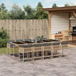 vidaXL Ensemble à manger de jardin et coussins 11 Pièces mélange beige