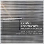 Pergola rigide alu. polycarbonate dim. 4 35L x 3l x 2 7H m pavillon de jardin adossable gris