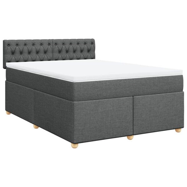 vidaXL Sommier à lattes de lit avec matelas Gris foncé 140x190cm Tissu
