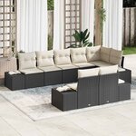 vidaXL Ensemble de canapé de jardin avec coussin 8 Pièces Noir et crème