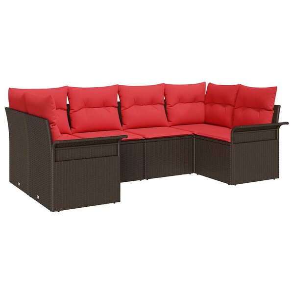 vidaXL Ensemble de canapé de jardin 6 Pièces Marron Poly rotin