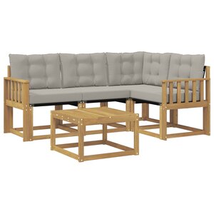 vidaXL Ensemble de canapés d'extérieur 5 Pièces Blanc et gris clair