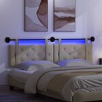 vidaXL Tête de lit suspendue Avec lumière LED Crème Simili cuir