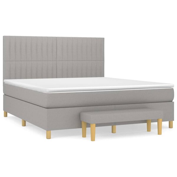 vidaXL Sommier à lattes de lit avec matelas Gris clair 160x200cm Tissu