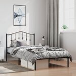 vidaXL Cadre de lit métal sans matelas avec tête de lit noir 100x190cm