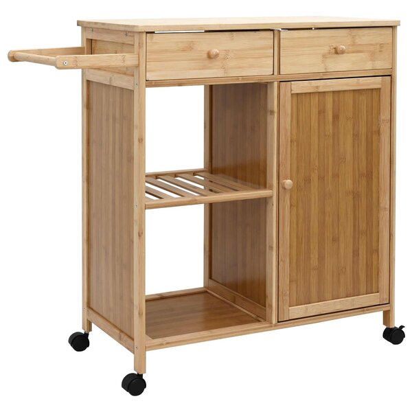 vidaXL Chariot de Cuisine avec Roues Naturel 90 5 x 36 x 86 5 cm