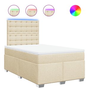 vidaXL Sommier à lattes de lit avec matelas crème 120x190 cm tissu