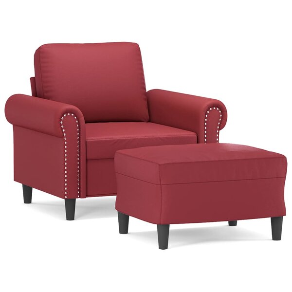vidaXL Fauteuil avec repose-pied Rouge bordeaux 60 cm Similicuir