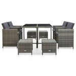 vidaXL Ensemble à manger d'extérieur 9Pièces et coussins Résine tressée