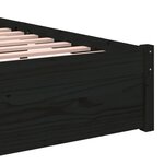 vidaXL Cadre de lit Noir Bois massif 75x190 cm Petit simple