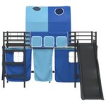 vidaXL Lit mezzanine pour enfants Noir et Bleu 90 x 190 cm Métал
