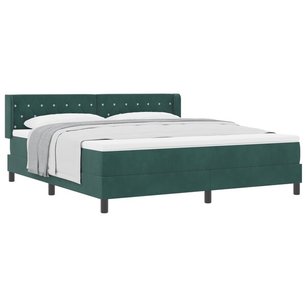 vidaXL Lit Box Spring avec Matelas Vert Foncé 180x200 cm Velours