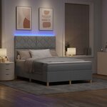 vidaXL Lit à ressort LED avec matelas Gris clair 160 x 200 cm tissu