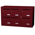 Bloc collectif leabox.com 3x2 grade 3 simple face Intérieur fixation murale Rouge pourpre RAL 3004 finition brillante