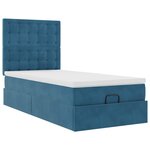 vidaXL Cadre de lit ottoman avec matelas bleu foncé 100x200 cm velours