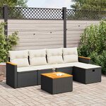 vidaXL Salon de jardin 6 Pièces avec coussins noir résine tressée