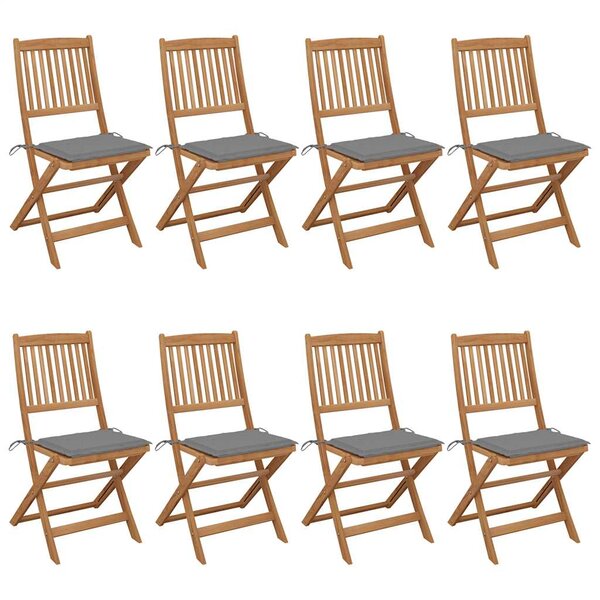vidaXL Chaises pliables de jardin lot de 8 avec coussins Bois d'acacia