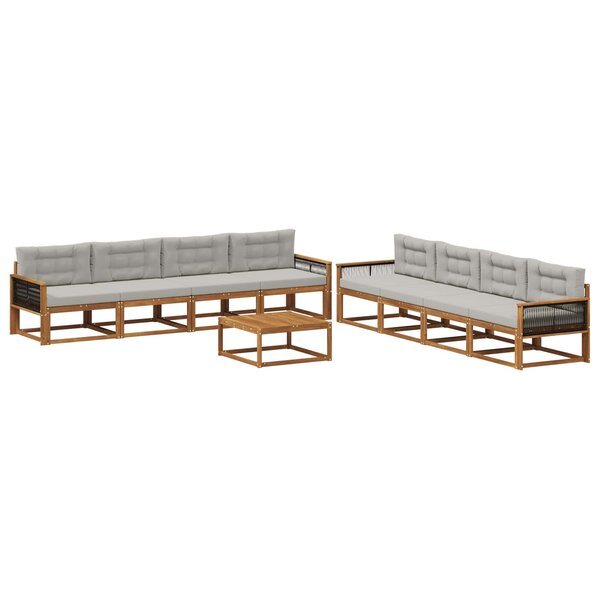 vidaXL Ensemble de canapés d'extérieur 9 Pièces Naturel et Gris clair