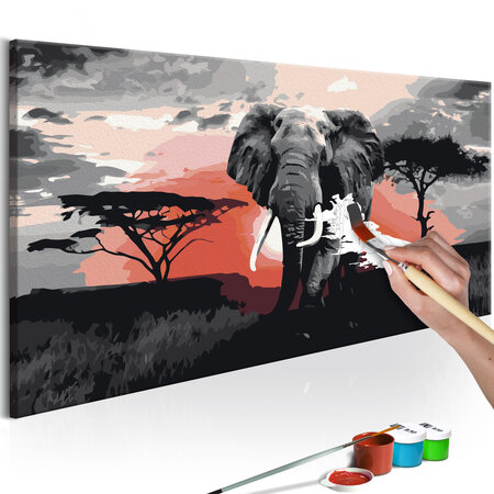 Tableau à peindre par soi-même - éléphante (afrique) l x h en cm 80x40