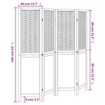 vidaXL Cloison de séparation 4 panneaux blanc bois de paulownia massif