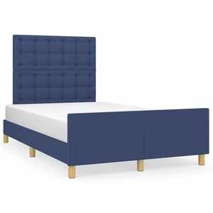 vidaXL Cadre de lit sans matelas bleu 120x190 cm tissu