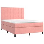vidaXL Sommier à lattes de lit matelas et LED Rose 140x200 cm Velours
