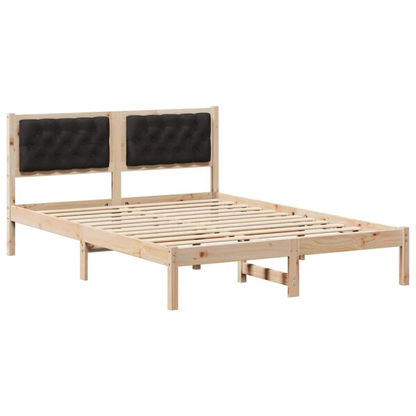 vidaXL Cadre de lit avec tête de lit Noir 140 x 190 cm Pin massif