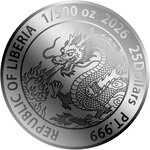 Monnaie CHINESE DRAGON 1/500 Oz Platine 25$ Liberia 2026