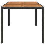 vidaXL Table de jardin 190x90x75 cm Résine tressée et bois acacia Noir