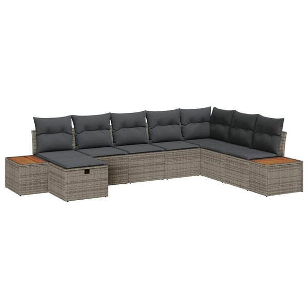 vidaXL Ensemble de canapé de jardin 8 Pièces Gris 55 x 62 x 69 cm