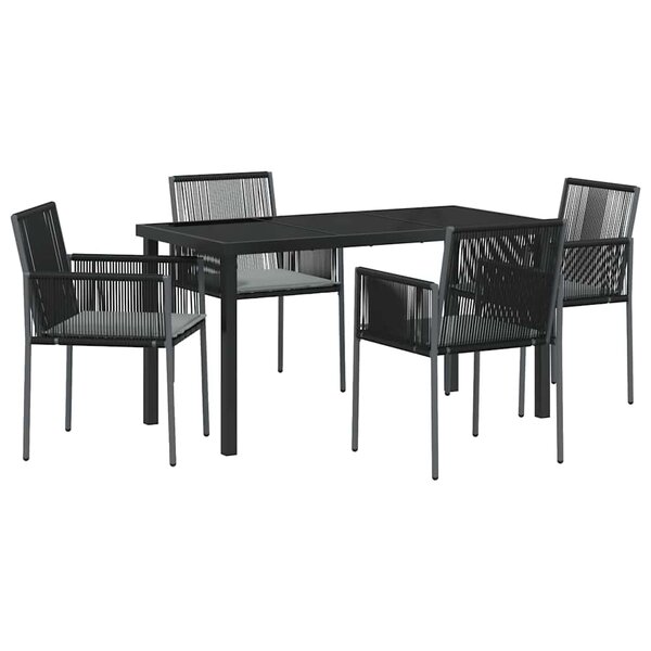vidaXL Ensemble de salle à manger pour jardin 5 Pièces Noir Poly rotin
