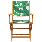 vidaXL Ensemble de bistro 3 Pièces motif de feuilles tissu et bois massif