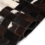 Vidaxl tapis cuir véritable patchwork 80 x 150 cm carré noir/blanc