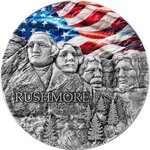 Monnaie RUSHMORE Rock Cut Monuments Colored 2 Oz Argent 10 Cedis Ghana 2024