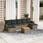 vidaXL Salon de jardin 8 Pièces avec coussins gris résine tressée