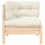 vidaXL Canapé d'angle de jardin avec coussins crème Bois de pin massif