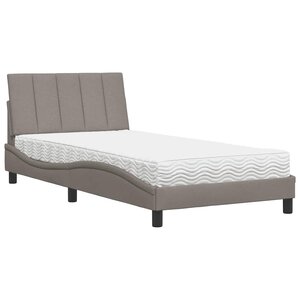 vidaXL Lit avec matelas Hanko taupe 100x200 cm tissu