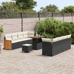 vidaXL Ensemble de canapé de jardin 12 Pièces Noir et Crème polyrotin