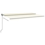 vidaXL Auvent automatique rétractable avec poteaux 6x3 5 m Crème