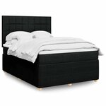 vidaXL Sommier à lattes de lit avec matelas Noir 160x200 cm Tissu