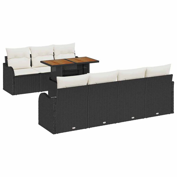 vidaXL Ensemble de canapé de jardin 8 Pièces Noir Poly rotin