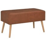 Banquette pouf tabouret meuble banc avec tiroirs 80 cm marron synthétique 3002131