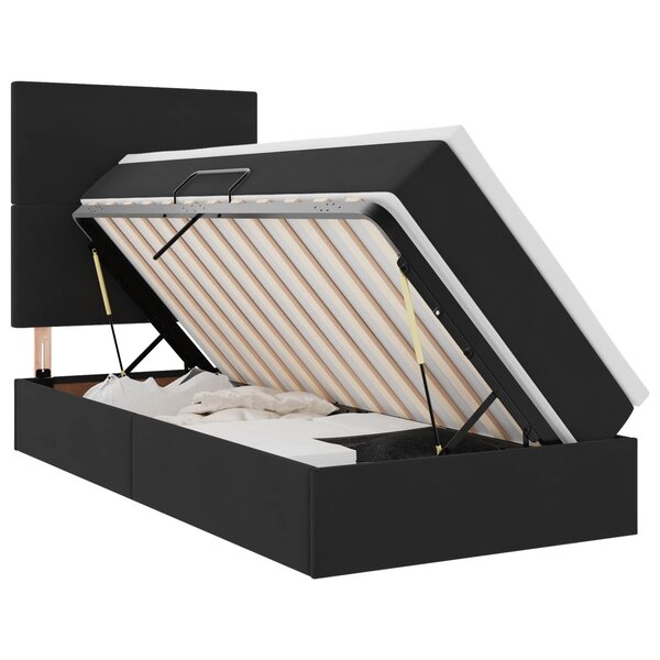 vidaXL Lit avec rangement et matelas Noir 100 x 200 cm Velours