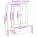 vidaXL Haut Armoire Chêne noir 69 5 x 31 x 115 cm Bois d'ingénierie