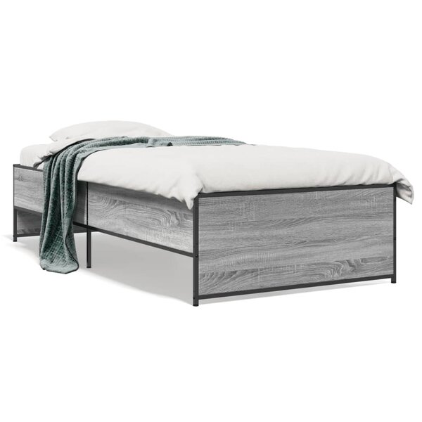 vidaXL Cadre de lit sans matelas sonoma gris 100x200 cm