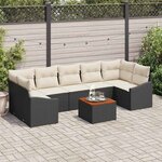 vidaXL Ensemble de canapé de jardin 8 Pièces Noir  blanc