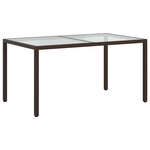 vidaXL Table de jardin 150x90x75 cm Verre trempé/résine tressée Marron