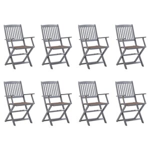 vidaXL Chaises pliables d'extérieur lot de 8 et coussins Bois d'acacia